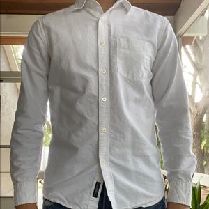 Long sleeve button up white collared shirt
